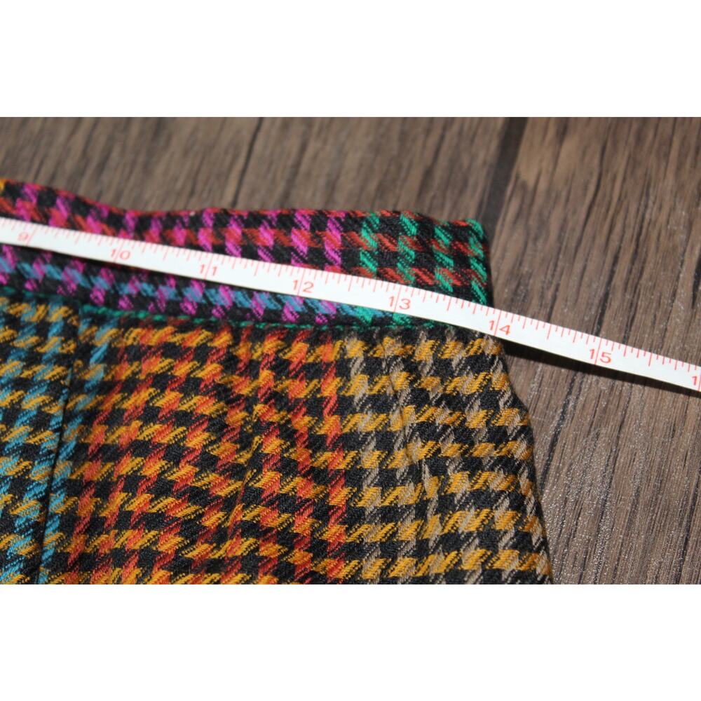 Vintage Richard Evans 100% Wool Skirt Colorful Haundstooth Check Academia Sz 10 - Picture 12 of 12